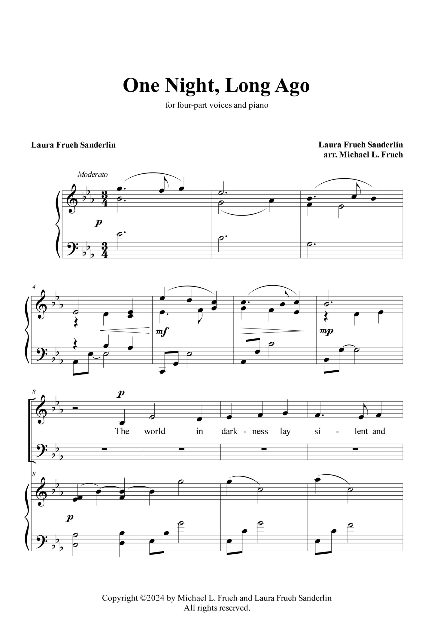 One Night, Long Ago - SATB (Digital pdf)