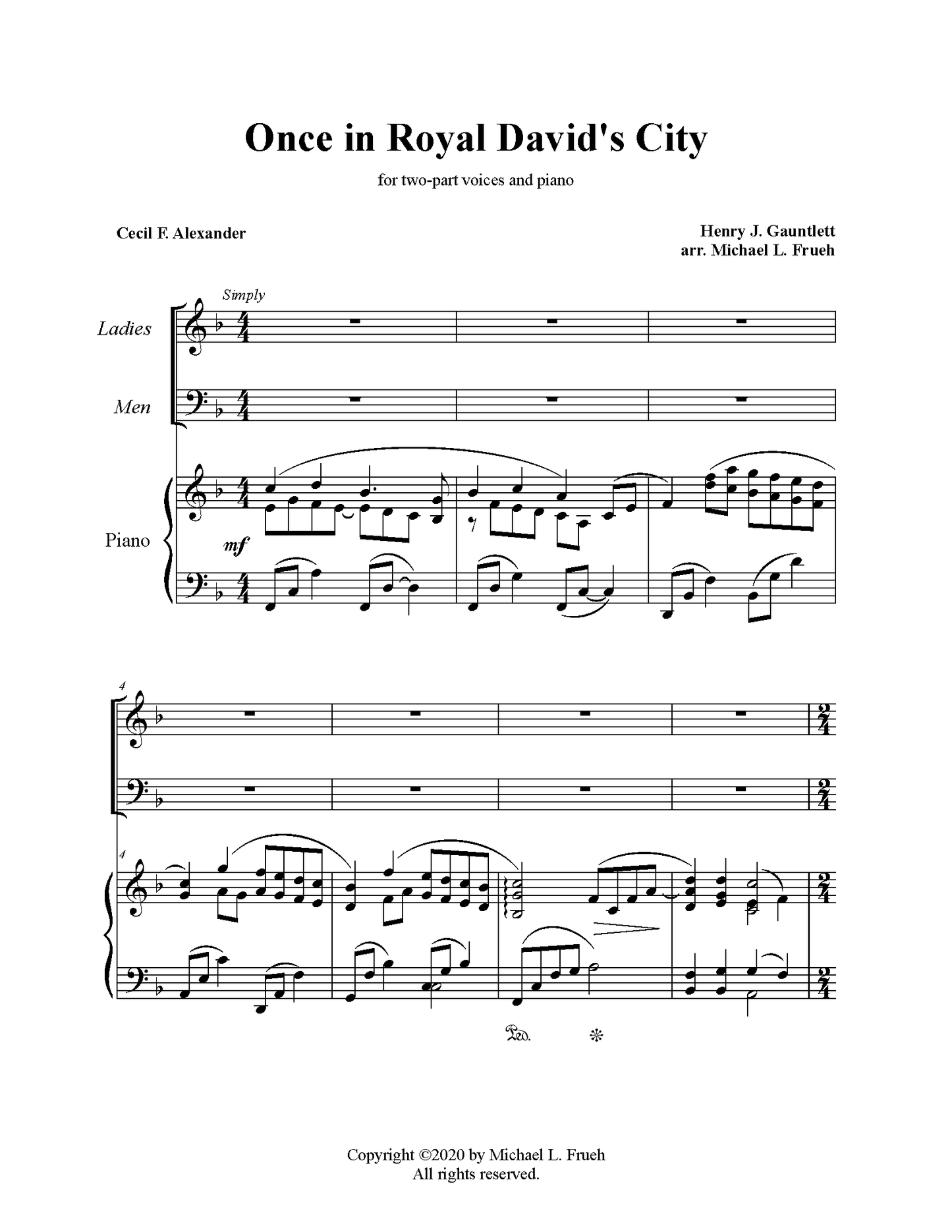 Once in Royal David's City - two-part choir