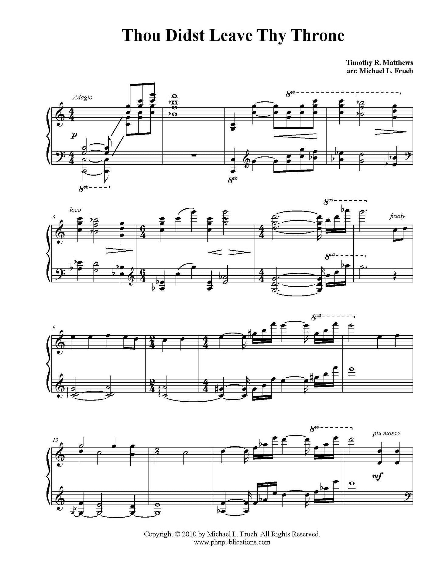 Thou Didst Leave Thy Throne - Piano solo